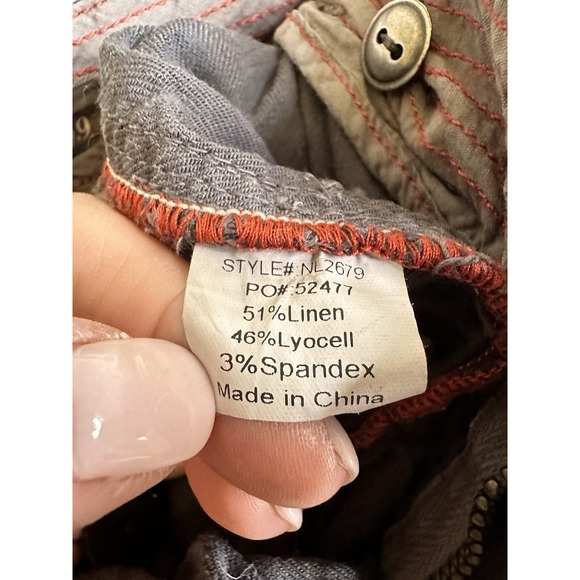 Level 99 Anthropology Womens 26 Straight Leg Linen Pants Dark Gray Casual - Picture 9 of 15